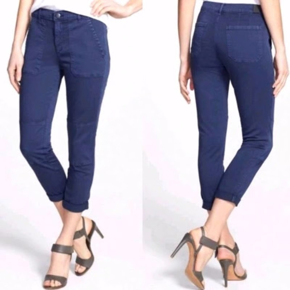 Vince Womens Cropped Pants Military Rolled Trousers Stretch Pockets White Sz 30